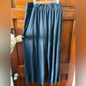 MONKI Super Soft Wide-Leg Trousers – Navy – XL Lounge Pants Pull-Up Comfy Blue